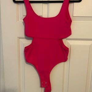 Garage Bright Pink Ribbed Tank Bodysuit